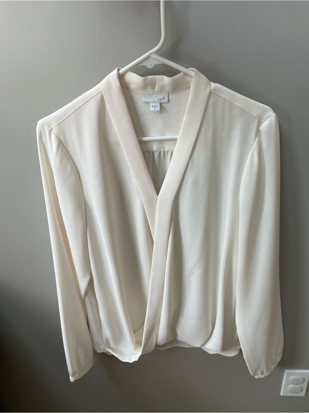 J. Jill Cream V-Neck Draped Blouse